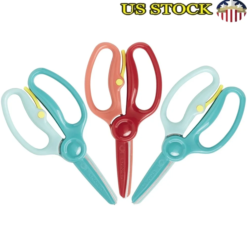 

Preschool Training Scissors 3 Pack Safe Blunt Tip Scissors Automatic Opening Fun Learning Tool Easy Grip Handles Kids