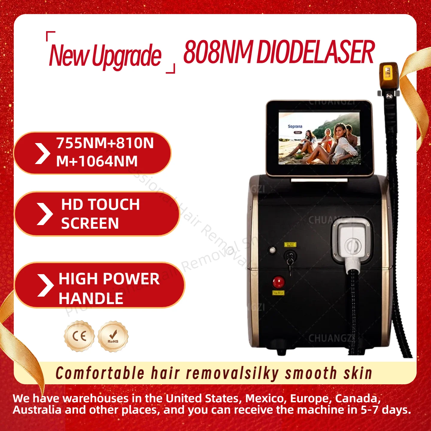 

Professional Laser Epilator Ice Titanium Permanent Hair Removal 3 Wavelengths CE Diode Laser Remove Hair Machine For Salon.