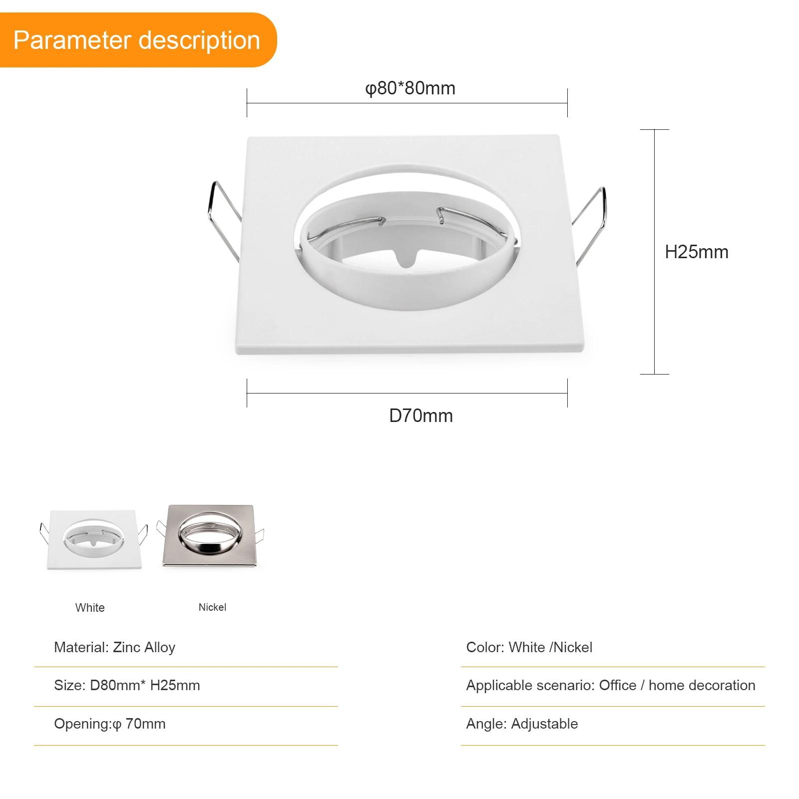 6pcs Round Led Downlights Ceiling Spotlight Holder Fixture Trims GU10/MR16 Socket Halogen Lamp  Fixtures