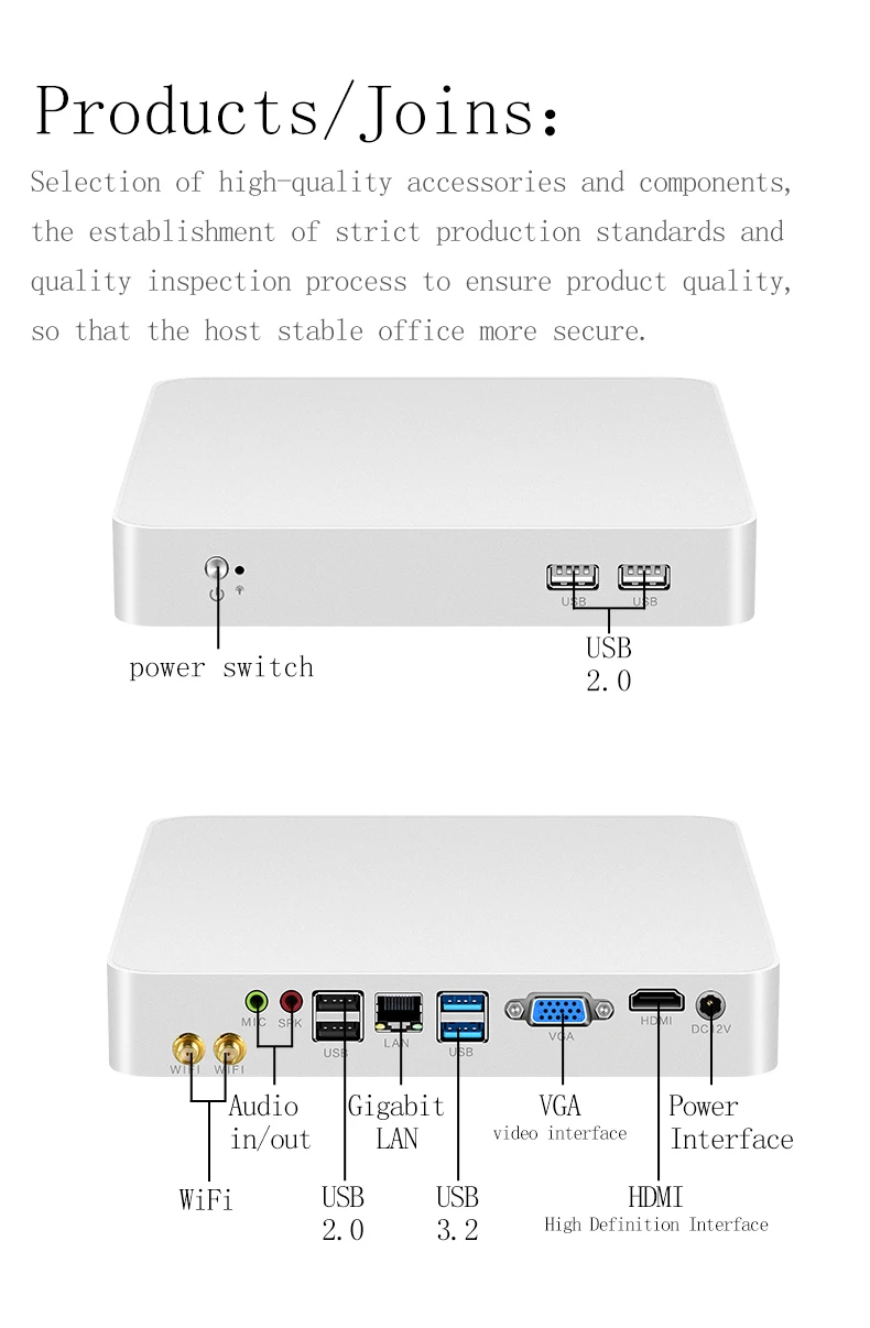 XCY kipas PC MINI 12 i5 1335U 1340P i7 1255U 1355U 64G DDR4 M.2 2240 2280 NVME 1 * RJ45 BT laptop 10/11 LINUX