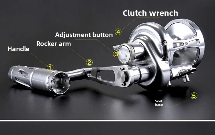 Roda de placa de ferro Roda de pesca totalmente metálica esquerda e direita