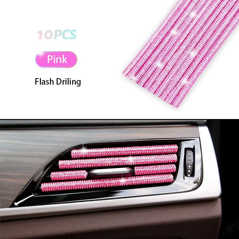 5/10PC Car Diamond-encrusted Air Outlet Decorative Strip with Drill U-shaped Rhinestone Clip Strip for Car Air Conditioning Port