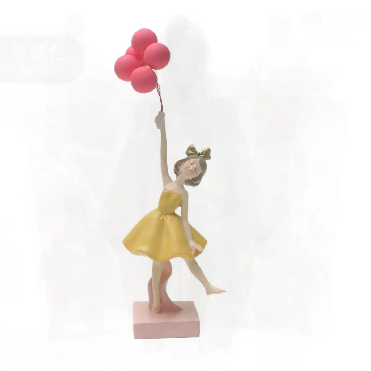 

Balloon Girl Resin Desk Decoration Modern Minimalist Character Home Office Decor Student Children Gift Yellow Balloons Included