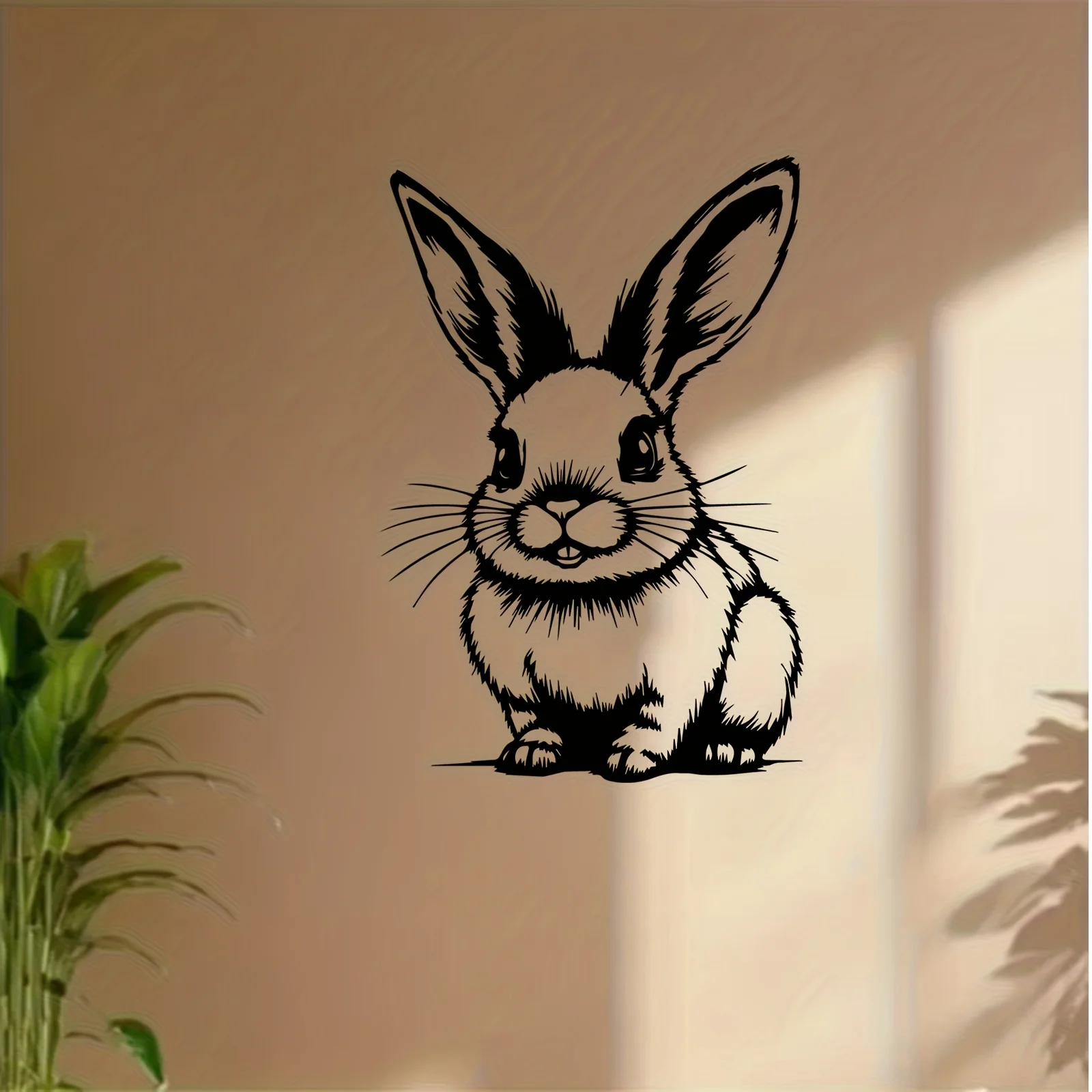 Cute Rabbit Metal Wall Art Weather Resistant Iron Silhouette Metal Mural,Ideal Gift for Easter Thanksgiving&Animal Decor Lovers