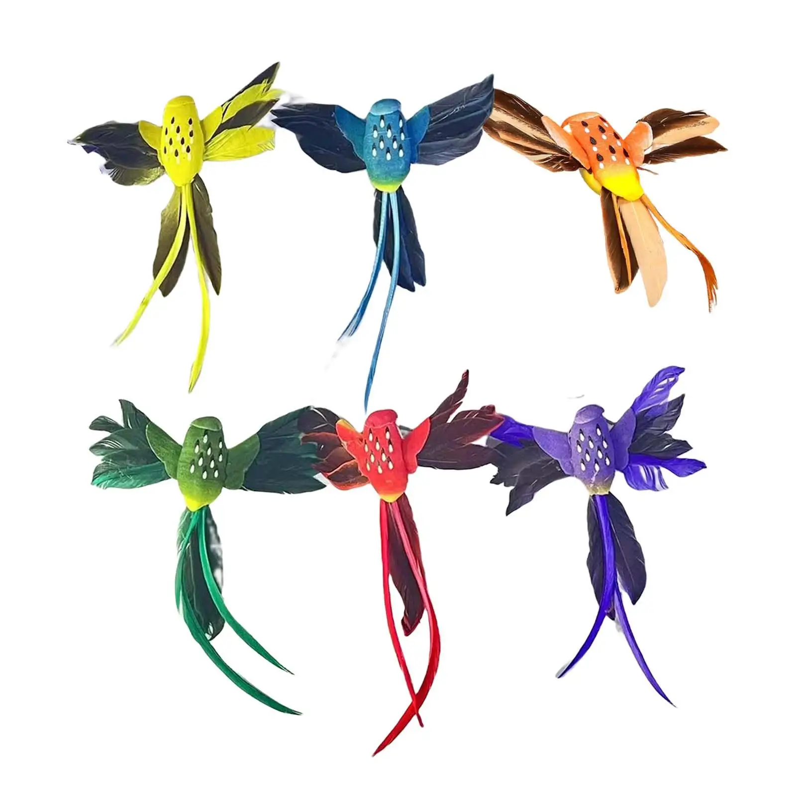 6 Pieces Creative Lifelike Feathered Hummingbird Zoo Birds Figure Model Artificial Birds for Home Outdoor Patio Porch Lawn