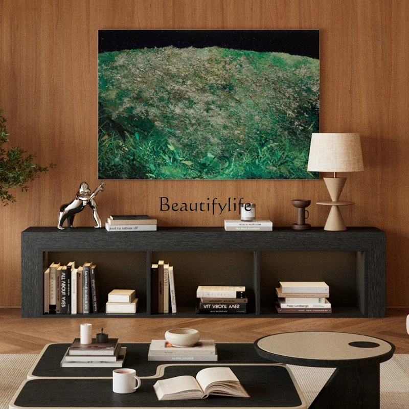 

ls 27 Simple modern TV cabinet black oak retro fireplace cabinet antique style