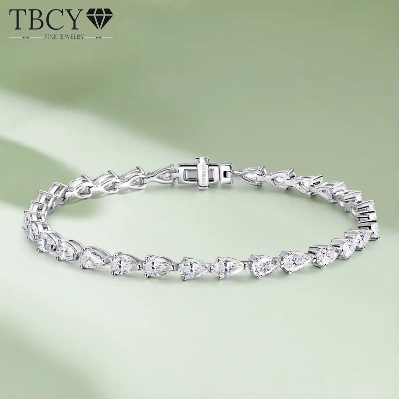 TBCYD D Color Pear Cut Moissanite Tennis Bracelet For Women  GRA Certified Original S925 Silver Waterdrop Diamond Chain Jewelry