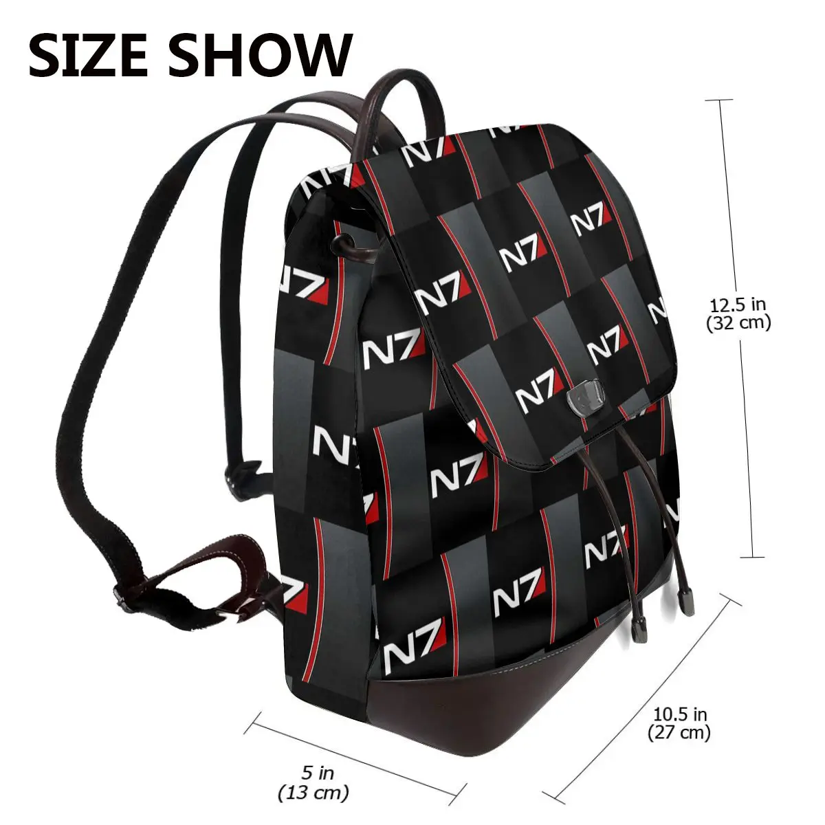N7 Mass Effect Emblem Bookbag School Student Bags Hiking Travel Daypack for Women Fashion Derma Backpack