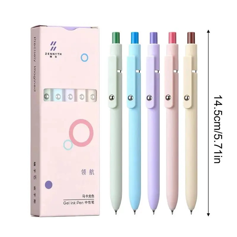 Pens Gel Smooth Writing Pen Set Of 5 Soft Touch Barrel Smooth Writing Pens Retractable Note-Taking Pens For Students Teachers