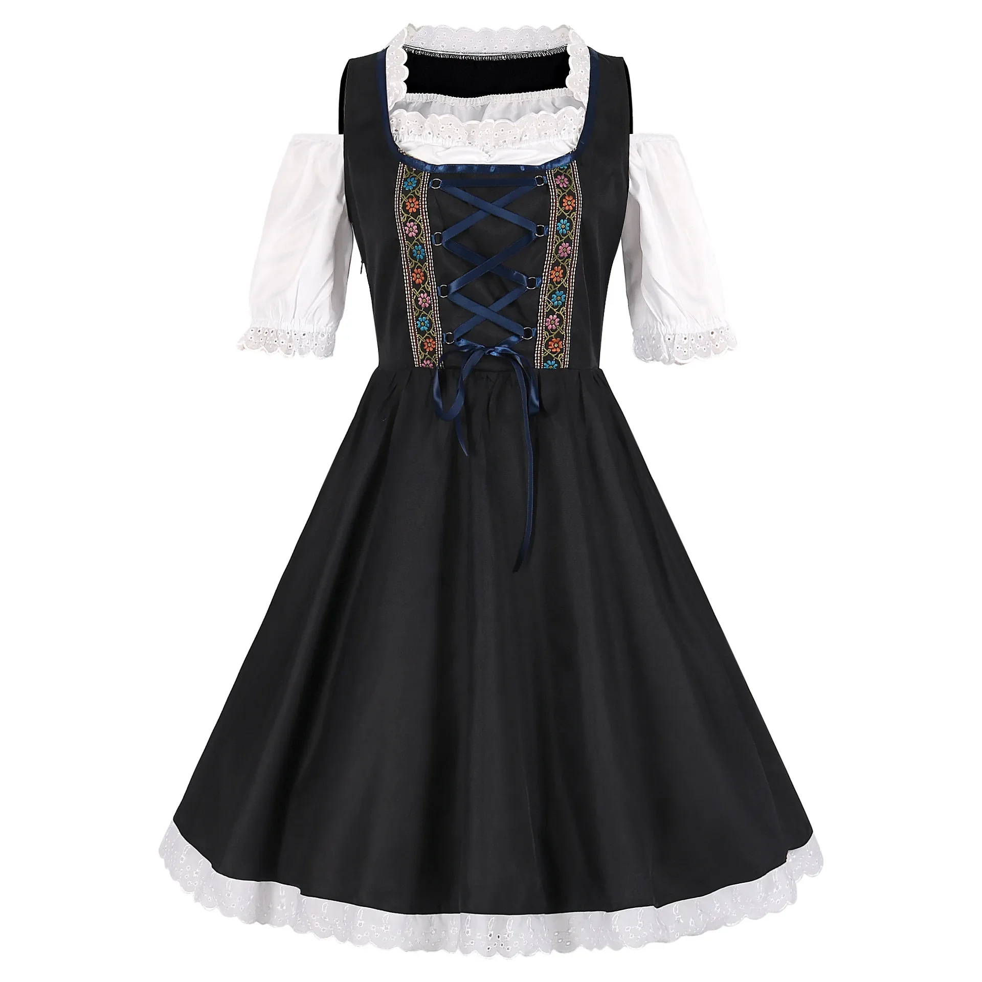 2026 New German Beer Girl Apron Outfit Maid Cosplay Halloween Party Dresses Bavaria Oktoberfest Costume Dirndl Dress Maid Dress