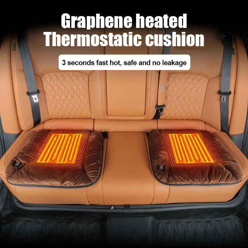 قطعة واحدة من وسادة تدفئة السيارة من الجرافين، وسادة مقعد شتوية من القطيفة - وسادة مفردة كهربائية USB دافئة مثبتة على السيارة 12 فولت #5