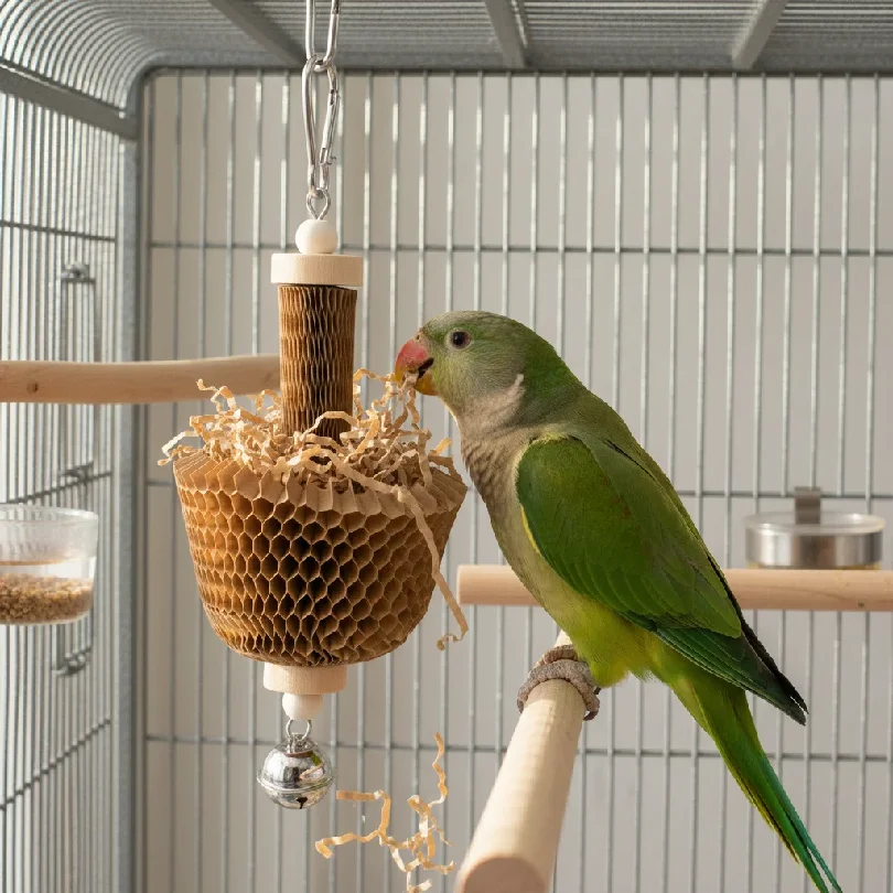 Parrot Chew Toys Natural Paper Bite Cups with Mushroom and Cup Model for Birds Destructible Foraging Enrichment Activity