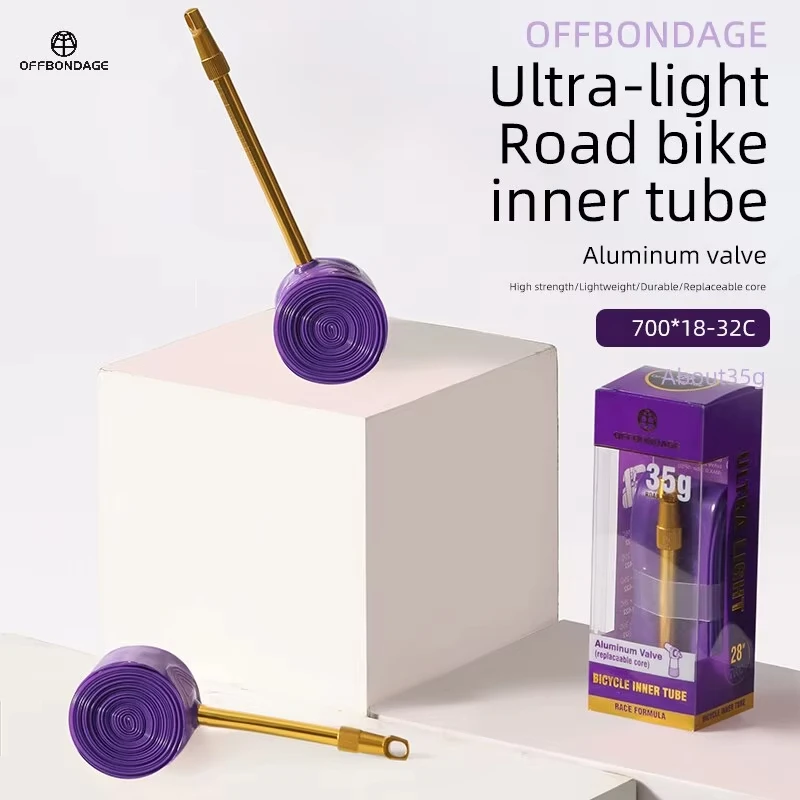 OFFBONDAGE Aluminum Valve Ultralight Bike Inner Tube 700C Road Bicycle TPU Tire 60 80mm Length French Valve Super Light Tube view 3