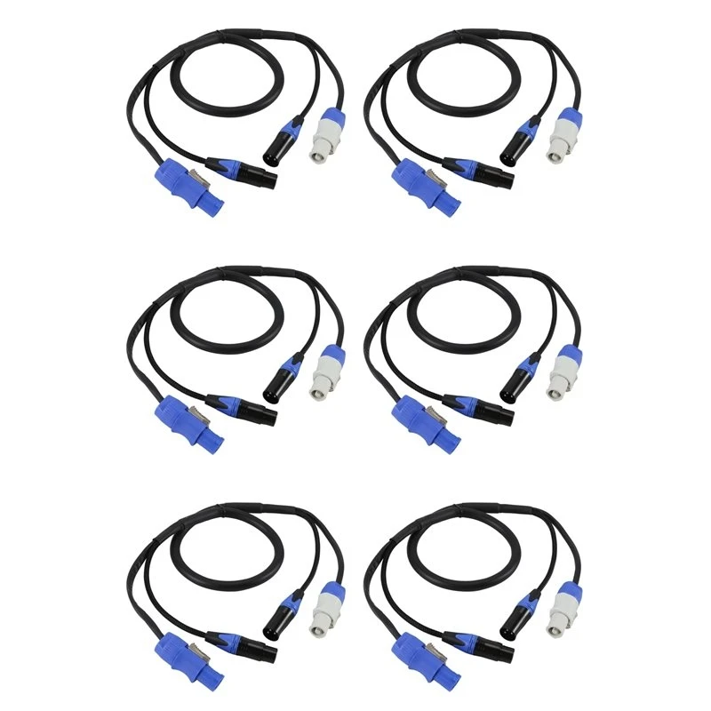 T23C 6X High Quality Powercon 3-Pin XLR Combo Cable 1M DMX512 Power Con Cable For Stage Lighting Led Screen