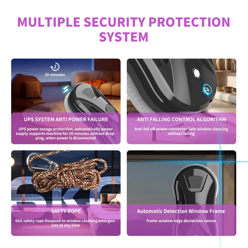 Robot inteligente para limpieza de ventanas, unidad de limpieza exterior avanzada, limpieza de suelos, control remoto y dos modos automáticos.