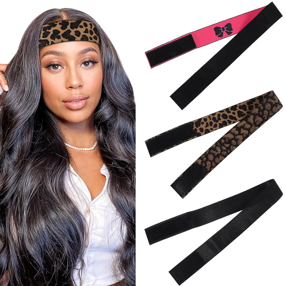 

5PCS Wigs Band For Edges Melt Band For Lace Wig Adjustable Magic Sticker Edge Slayer Band 3cm Width Elastic Band