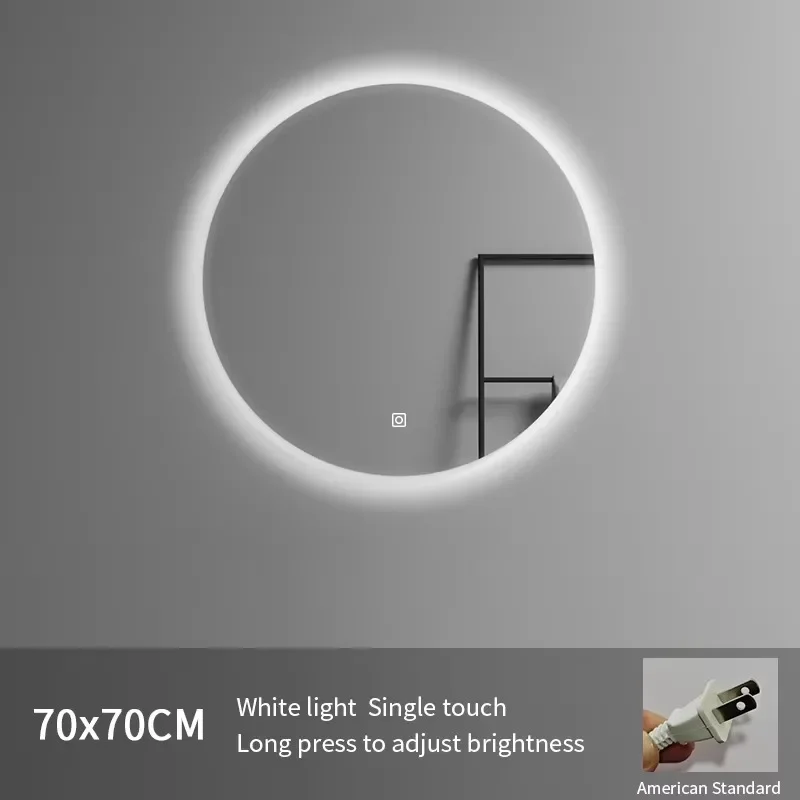 American Standard 700mm Frameless Round Bathroom LED Wall Mounted Smart Mirror Illuminated for Hotels