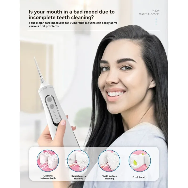 

AC39- Oral Irrigator Picks Cordless Water Flosser Teeth Cleaner Portable Rechargeable 310Ml Water Tank Water Proof