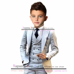 Boys Suit Wedding Tuxedo 3-Piece Set Pants Vest Bow Tie Formal Kids Blazer Set Fashion Clothes for Child