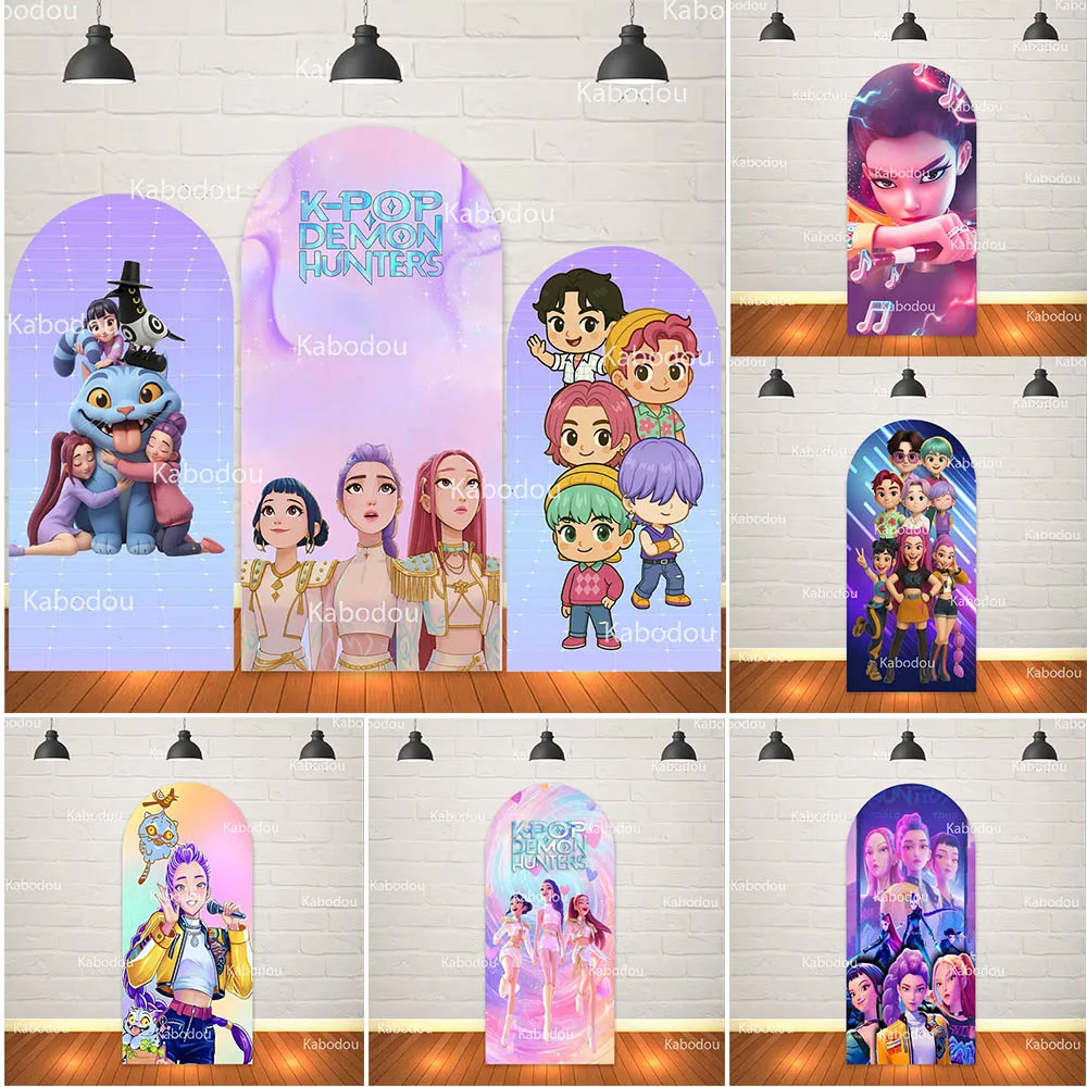 

K-POP Girl Group Demon Hunter Arch Cover Backdrop Birthday Party Decoration Baby Shower Dance Photobooth Background