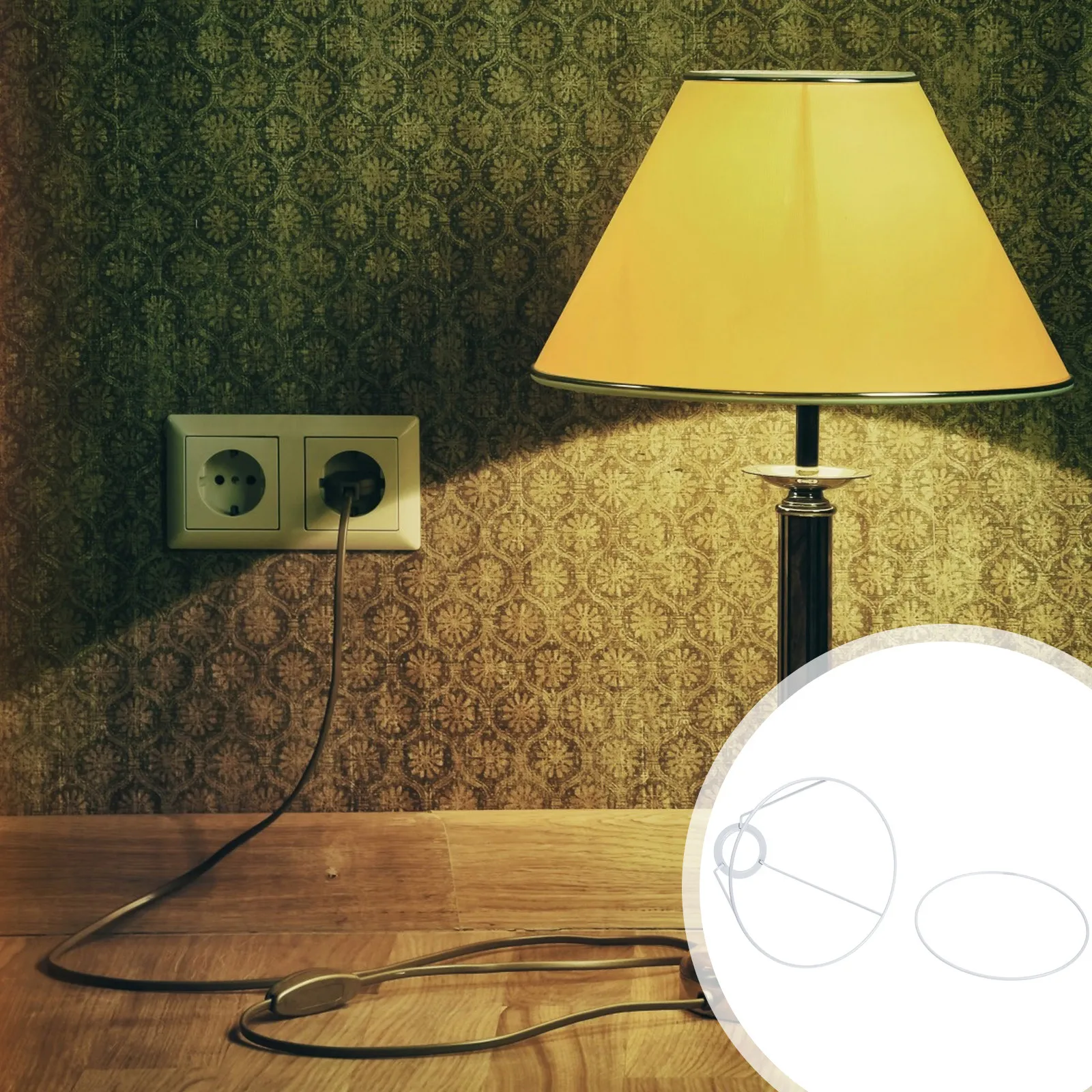 

1Set Lampshade Frames Metal Ring Support for DIY Lampshade Making Easy Install Replacement Lamp Shade Ring Set for Home Cafe