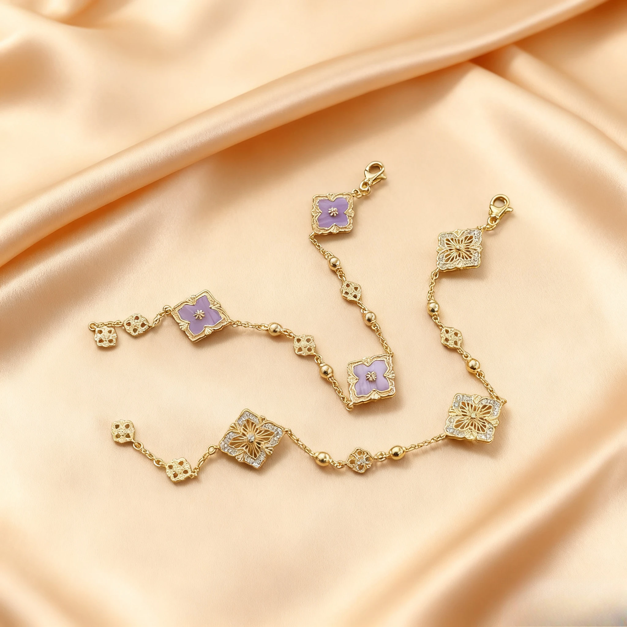 

2025 Модные ювелирные изделия, новый продукт, фиолетовый нефритовый браслет Marrow с тремя цветками