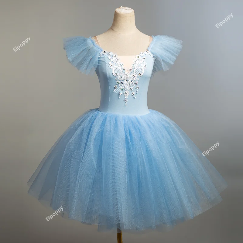 

Blue Ballet Skirt Long Dress For Children Women Tutu Ballet Swan Dance Performance Costumes Girls Sling Belly Dance Skirts