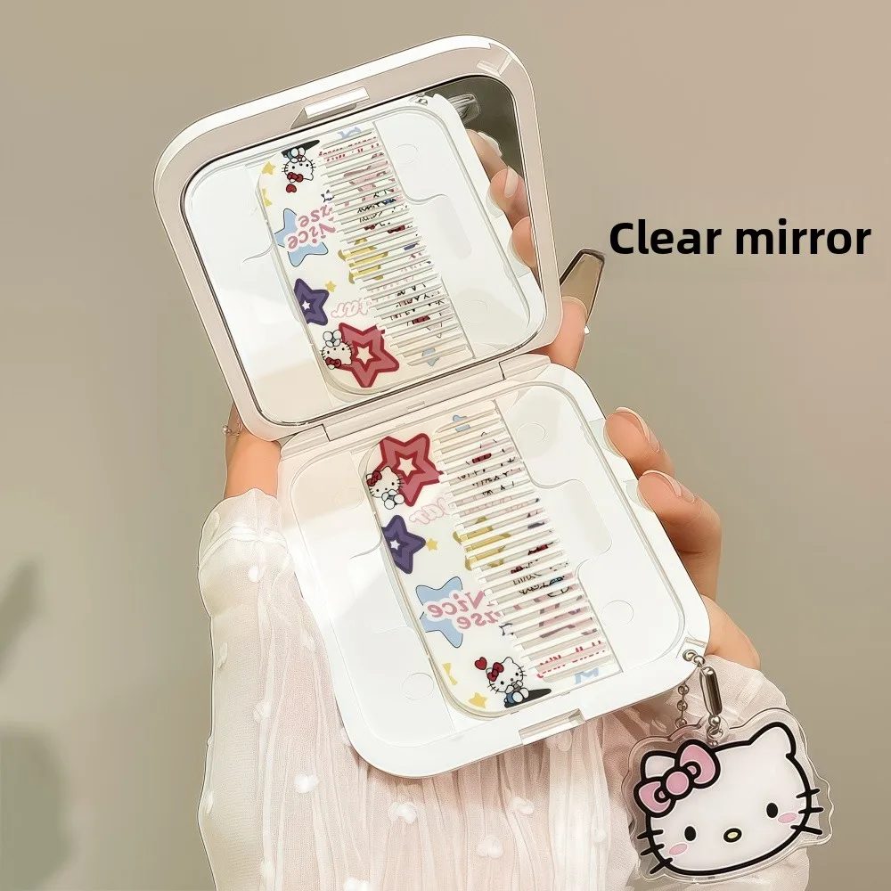 Hello Kitty Mini Przenośne składane lusterko do makijażu 2 w 1 Śliczna kompaktowa konstrukcja dla studentów Przyjazne do podróży Lusterko do retuszu On TheGo