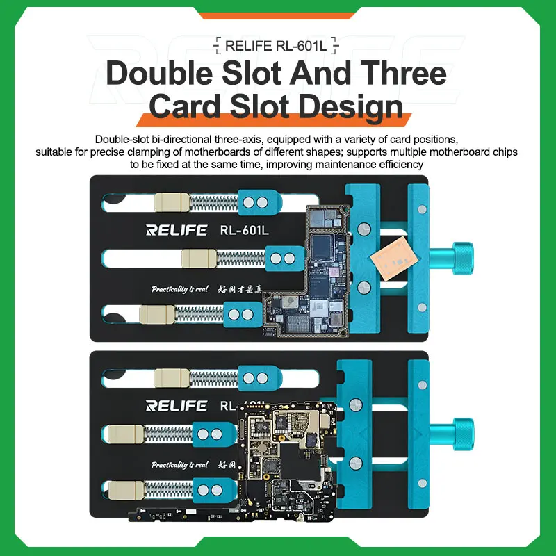 

RELIFE RL-601L Motheboard CPU NAND Repair Fixture Universal PCB Board Soldering Clamp For IC Chipping Removal Glue Reballing