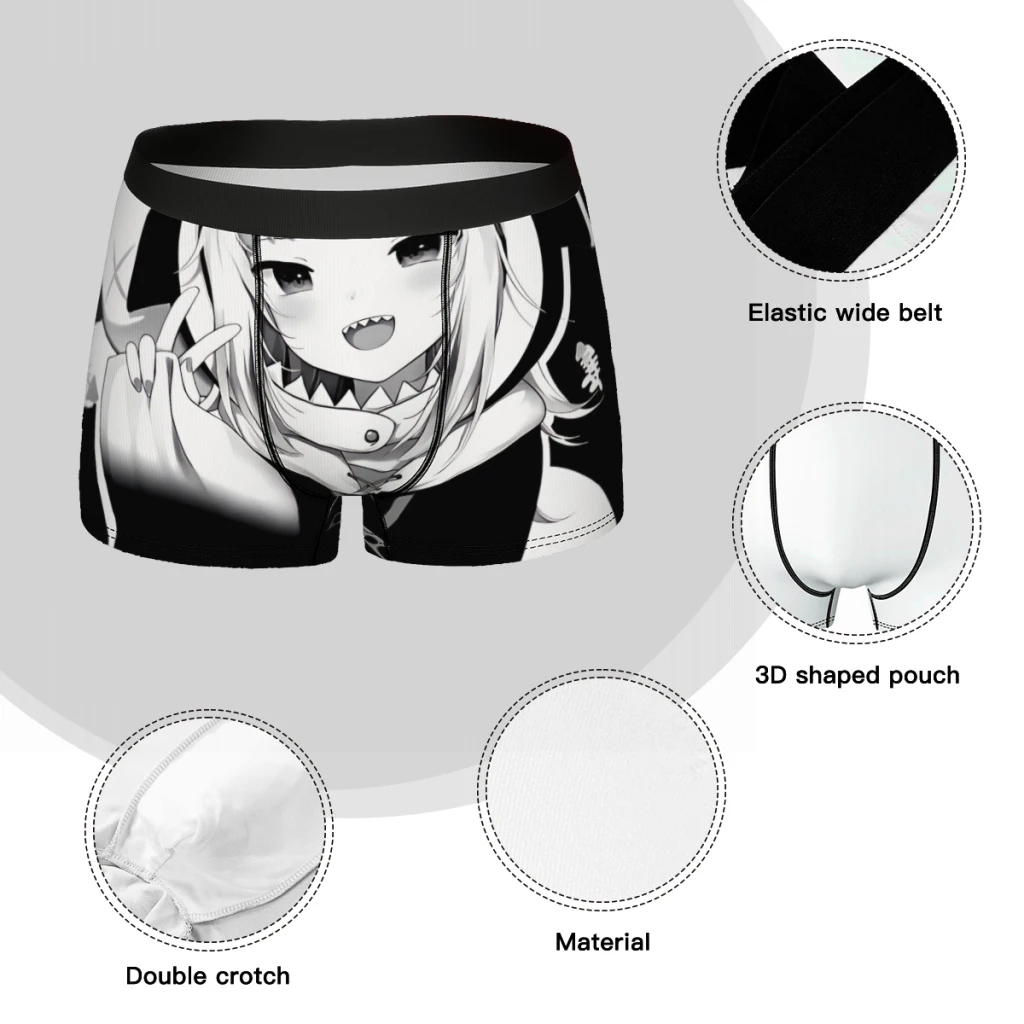 Manga Gawr Gura Underpants Breathbale Panties Man Underwear Print Shorts Boxer Briefs