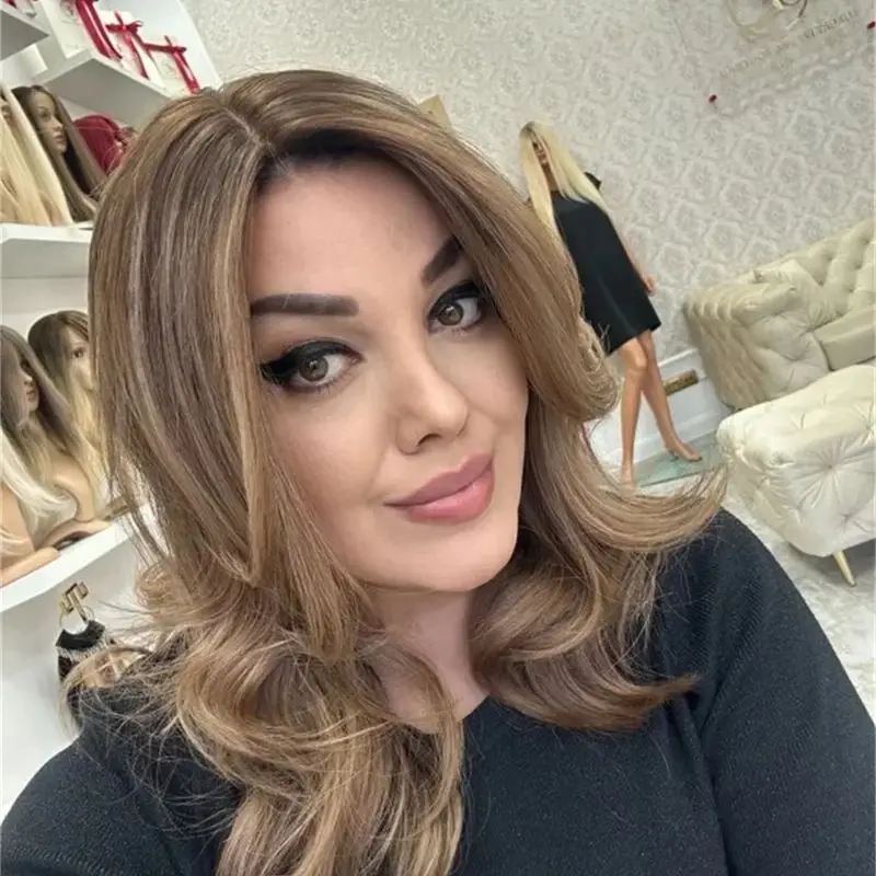 Picture 6: Ombre Brown Blonde Synthetic Lace Front Wig Natural Preplucked Hairline with Baby Hair Heat Resistant Lace Front Wig Wave Bob