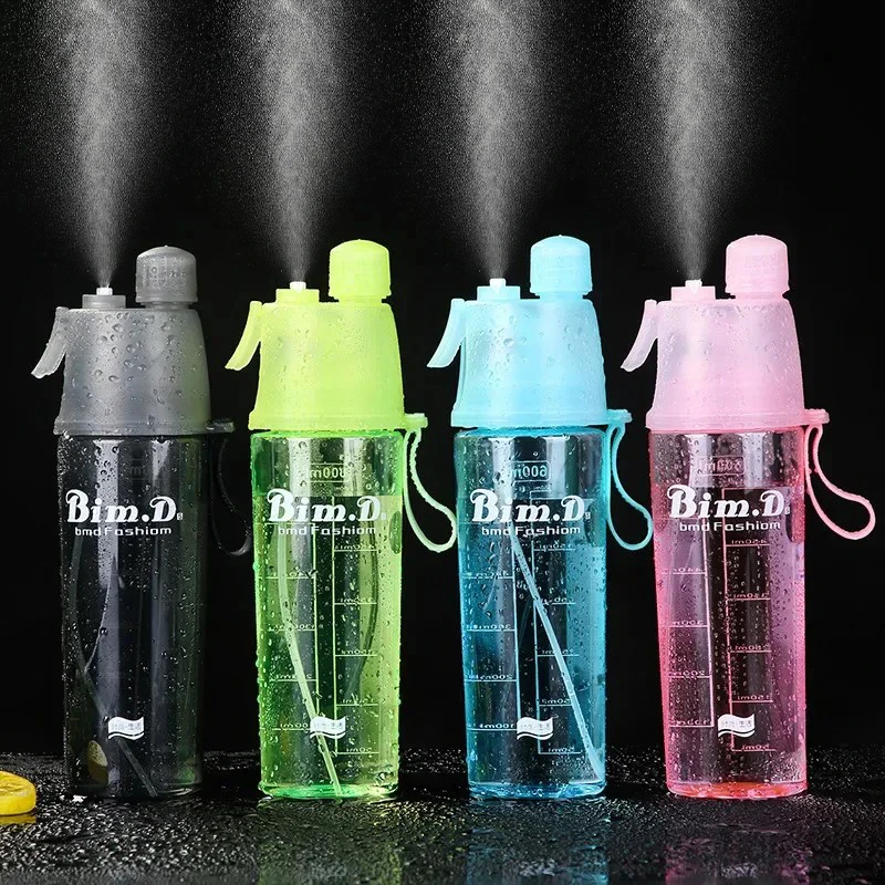 1/2/4PCS Creative Spray Portable Water Bottle Mist Atomizing Bottle for Outdoor Sports Gym Fitness Reusable Leak Proof Drinking