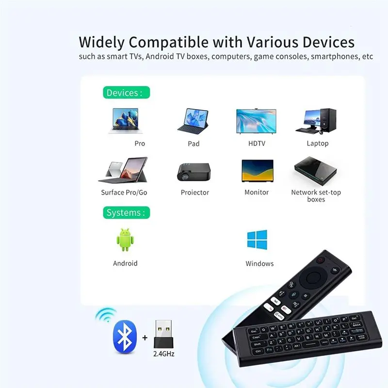 B76B Universal 2.4G Wireless Remote Control Keyboard Air Mouse for Android TV Box Mini PC HTPC with IR Learning Silver