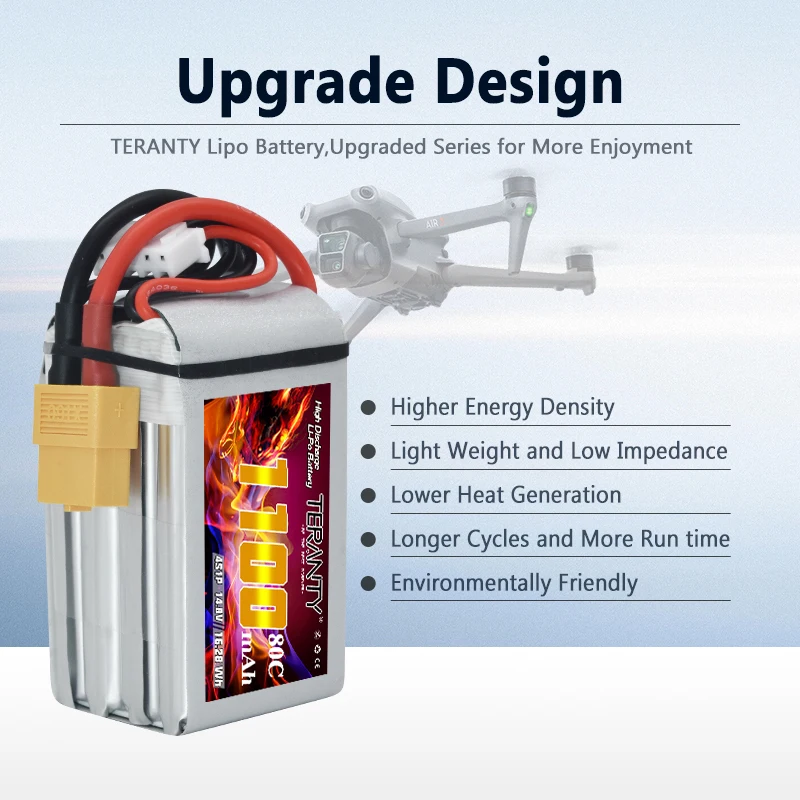 TERANTY 4S 1100mAh 80C/160C RC 헬리콥터 쿼드콥터 FPV 레이싱 드론 RC 부품용 Lipo 배터리 14.8V 충전식 배터리 썸네일 6