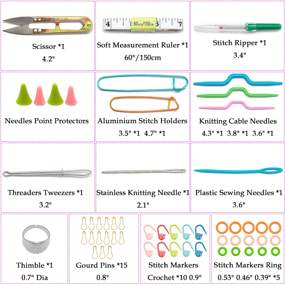 Household Knitting Tools Storage Set Kit Include Scissors Crochet Needle Soft Ruler For DIY Supplies Kids Stuff Knitting Kit