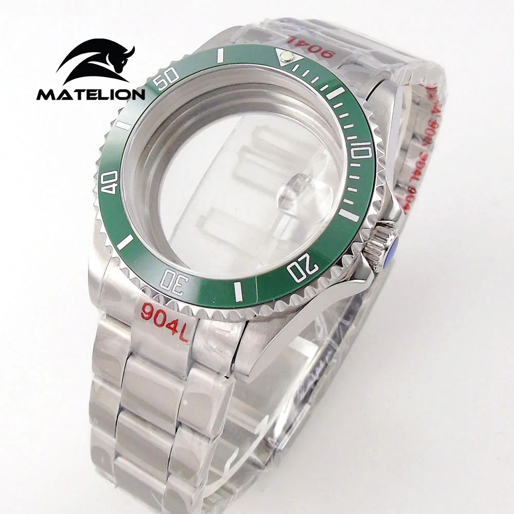 Matelion 20ATM Dive 40mm SUB Case Fit NH35 NH34 GMT ETA 2824 PT5000 Watch Case Steel Bracelet Sapphire 120 Clicks Sliding Buckle