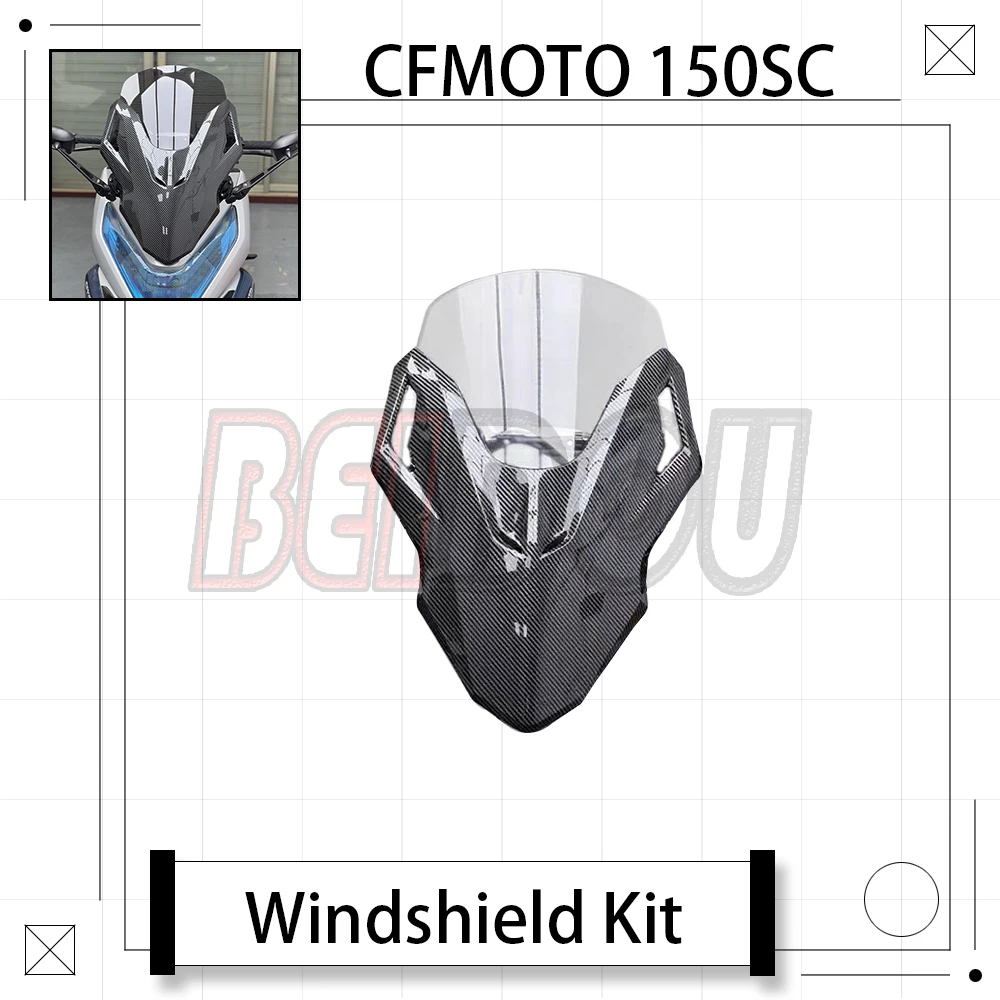 

For CFMOTO 150SC SC150 150 SC Motorcycle Heightened Front Face Front Shield Forward-Moving Rearview Mirror Windshield Kit