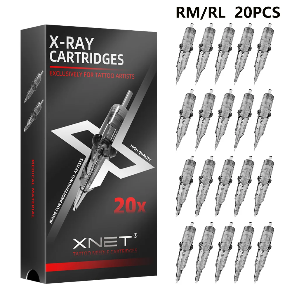 

20pcs/Ink X-ray Cartridge Tattoo Needle RL/RM/RS/M1 0.25mm 0.3mm 0.35mm Round Bushing Disposable Sterilized Safety Tattoo Needle