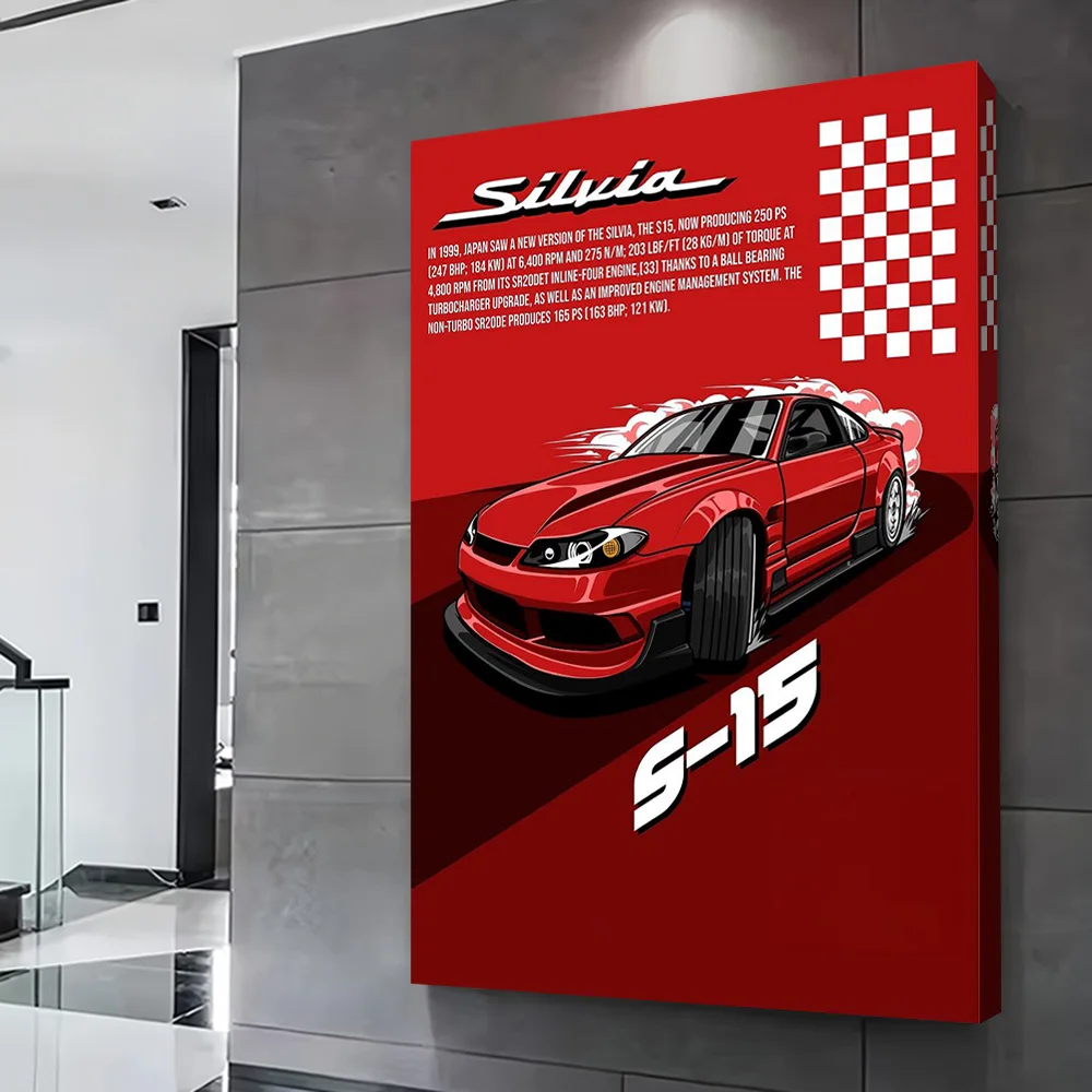Sports Silvia S15 Car Poster Customizable Printed Canvas Painting for Pictures Wall Art Home Decor Decorative Picture Wand Deko
