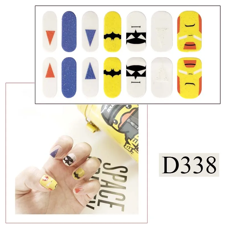 14tips/sheet Nail Sticker Fashion Nail Art Stickers Collection Manicure DIY Nail Polish Strips Wraps for Party Decor D338