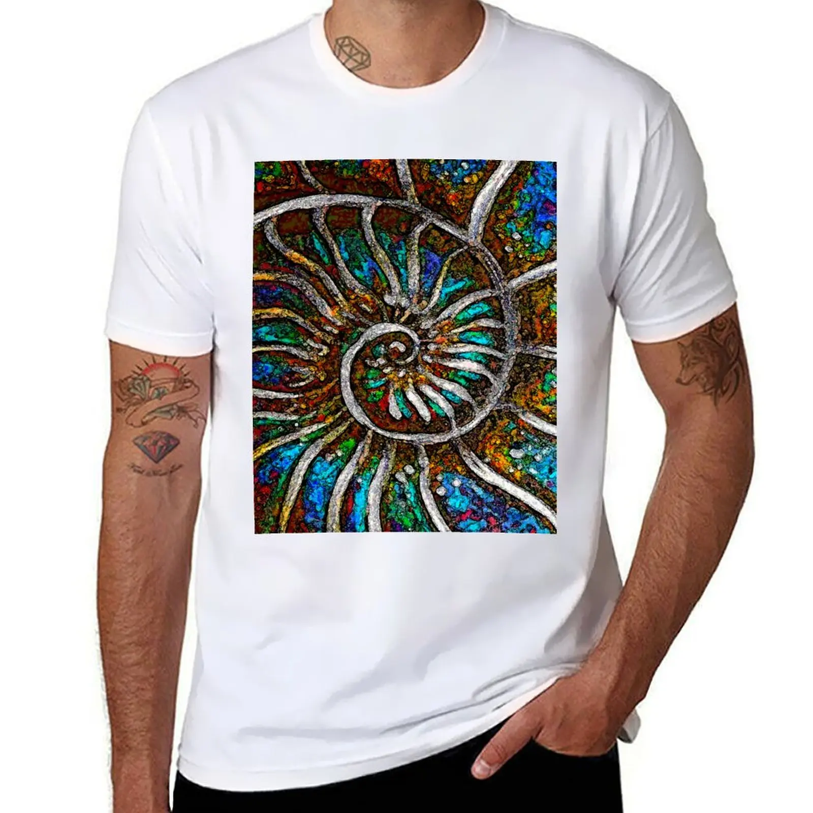 Ammonite Fossil Macro Abstract Art T-Shirt shirts graphic luxury t-shirt fruit of the loom mens t shirts