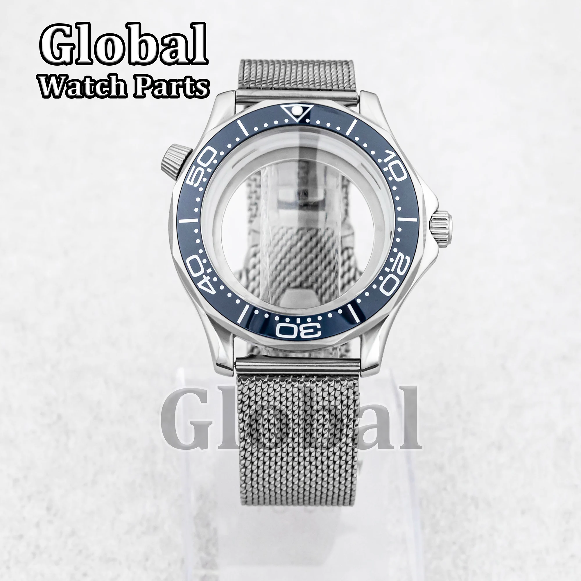 シーマスター 300 交換用 41 ミリメートル時計ケースガラス底ステンレス鋼ストラップ 10ATM 防水ケースフィット NH35a NH36 ムーブメント