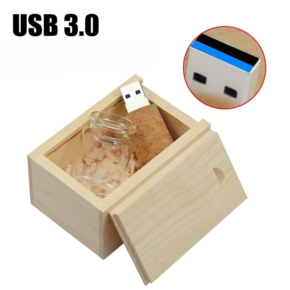 USB 3.0 U Disk Стеклянная бутылка для дрейфа с пробковым флэш-накопителем Pendrive 4 ГБ 8 ГБ 16 ГБ 32 ГБ 64 ГБ 128 ГБ Свадебный подарок (бесплатный логотип)