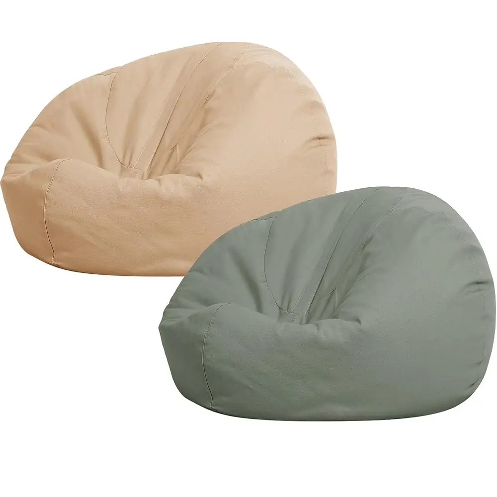 

2 Pcs Large Stuffed Storage Bean Bag Chair Cover For Kids Adults (No Filler) Stuffable Zipper Beanbag Cover For Organizing