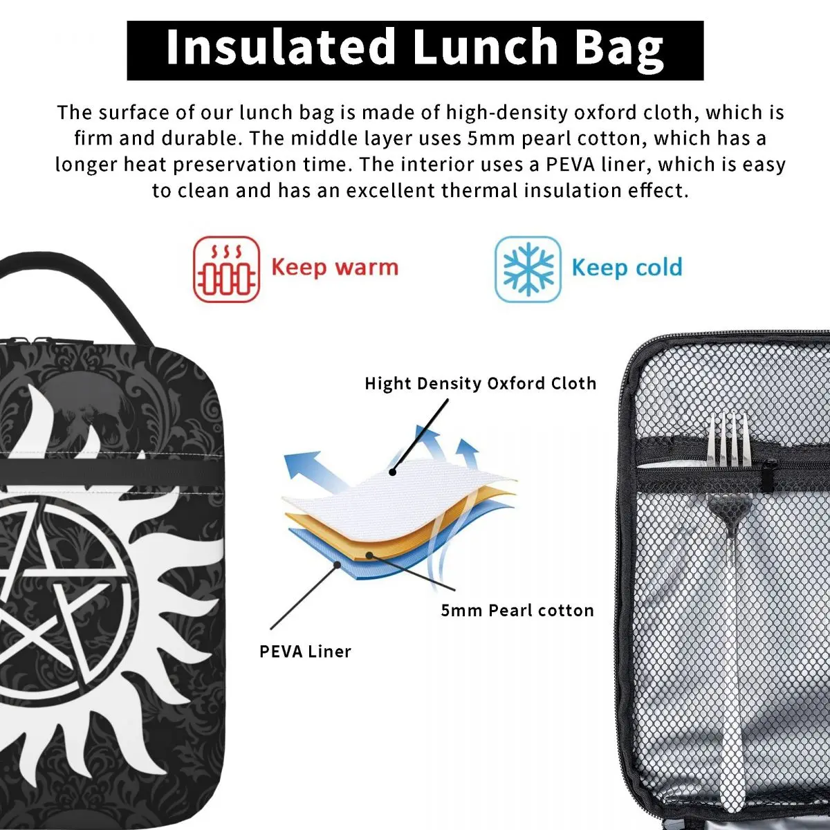 SPN sobrenatural Winchester Bro's Dean Sam bolsa de almuerzo Retro lonchera para mujeres bolsa refrigeradora portátil bolsa impermeable bolsas de comida