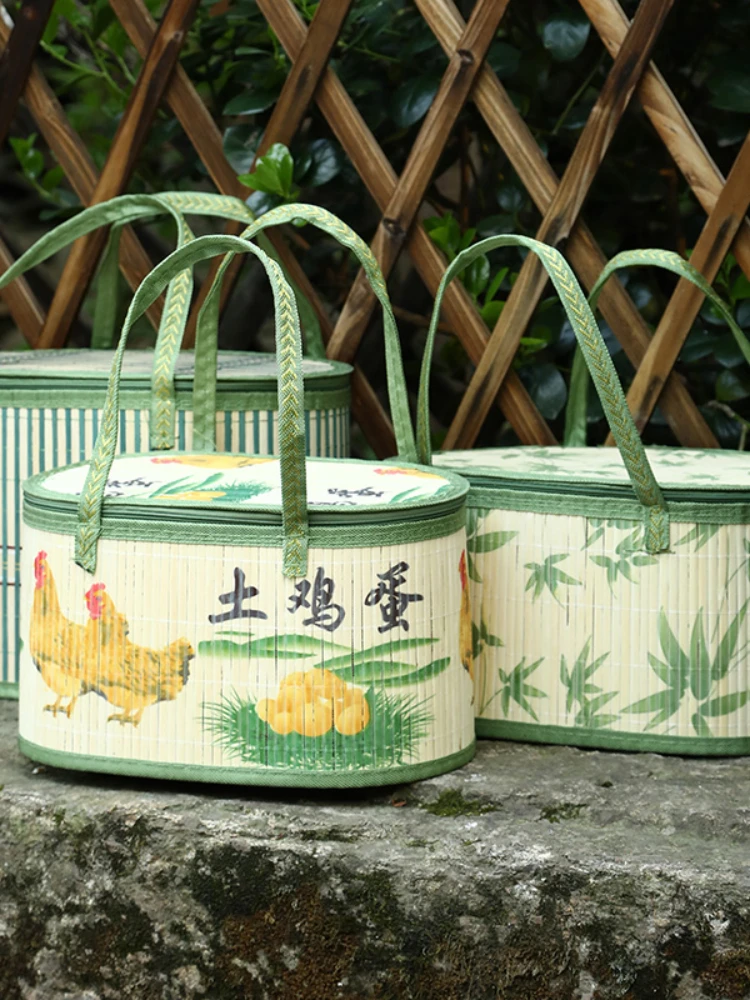 Bamboo Foldable Portable Egg Basket Bamboo Basket Bamboo Basket Zongzi Crab Packing Boxes