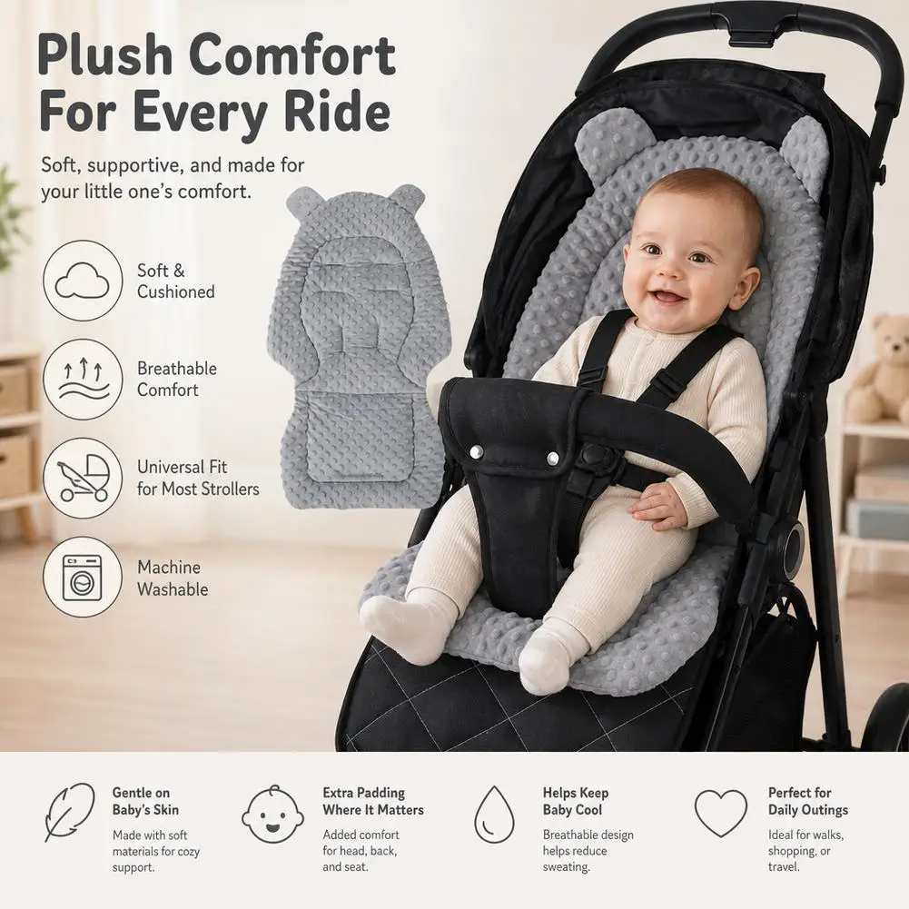 Baby Stroller Seat Cushion Cotton Infant Double-sided Seat Pad Thick Warm Universal Child Cart Mattress Mat Stroller Accessories