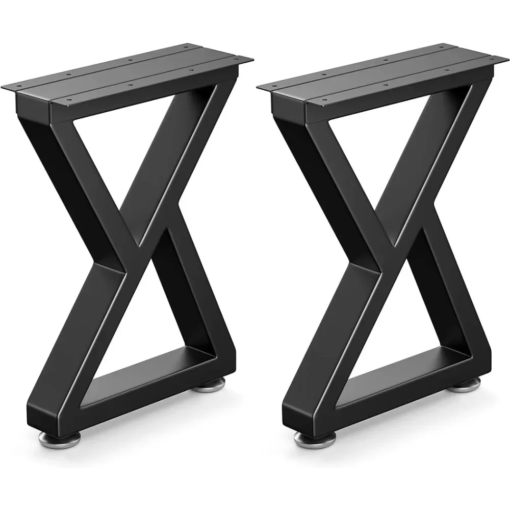 Heavy Duty Desk Legs Coffee Table Legs, Black Metal End Table Legs, DIY Furniture Legs (H16” x W11.8”, Set of 2)