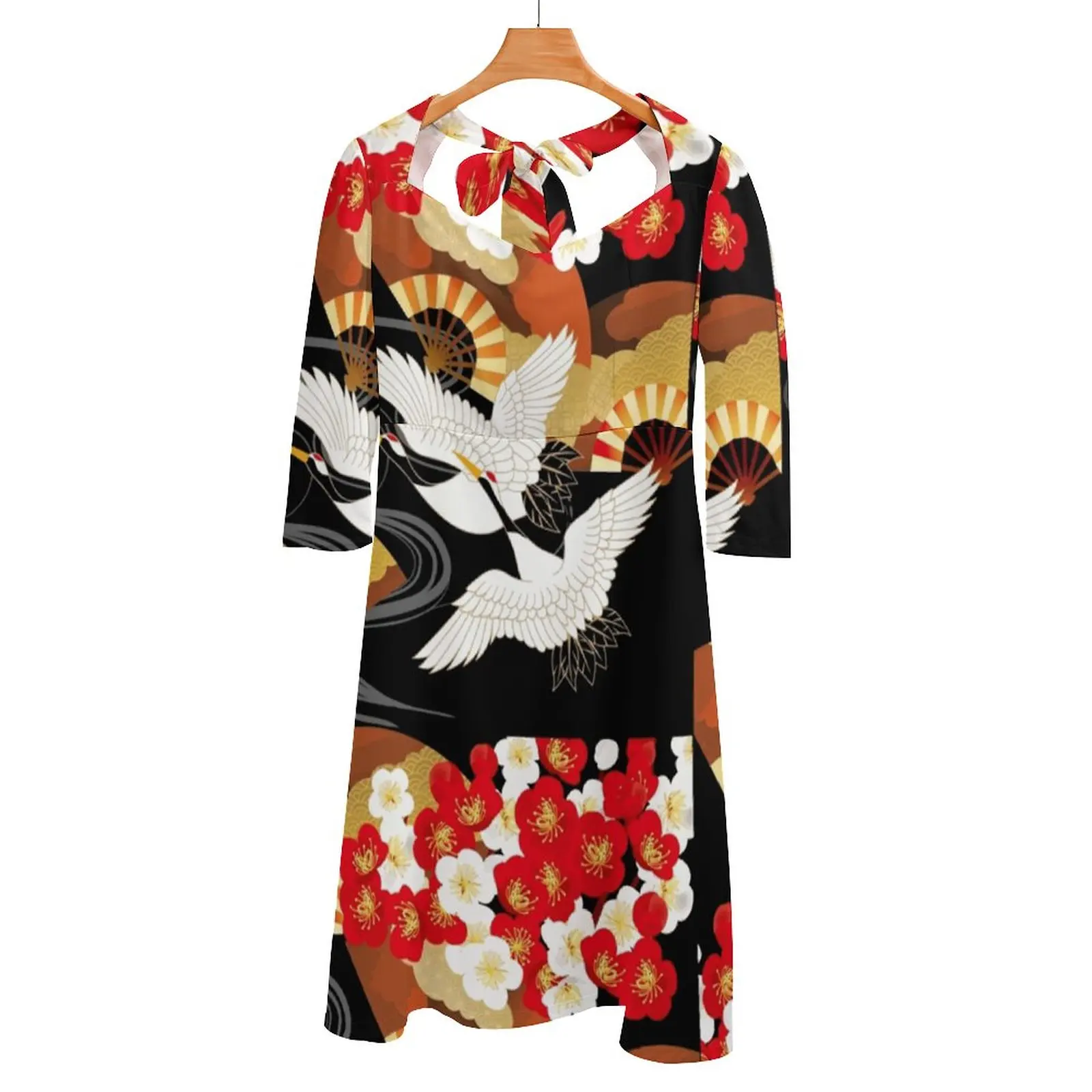 Japanese Kimono Square Neck Dress Summer Dress Women Elegant Halter Print Dress Japan Japanese Nihon Nippon Fuji Mountain Tokyo