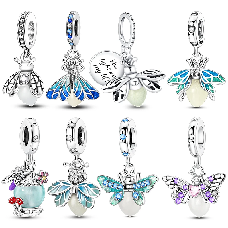 Glow-in-the-dark Fireflies Dangle Charm Bead Fit 3mm Bracelet Bangle Necklace For Women Pendant Luxury DIY Jewelry Making Gifts
